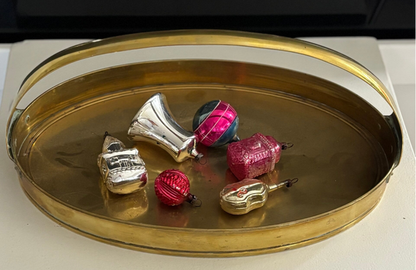 Set van 6 oude glazen kerstornamenten - Set of 6 old glass Christmas ornaments