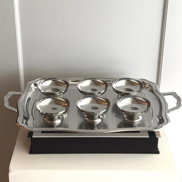Set van 6 dessertcoupes & dienblad - Set of 6 dessert coupes & tray
