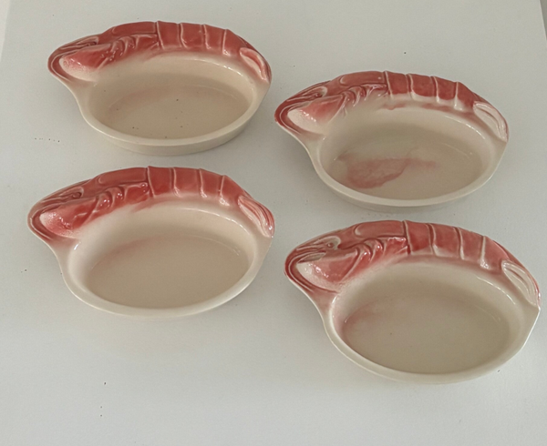 4 Franse langoustineschalen van Charles Amand - 4 French langoustine dishes by Charles Amand