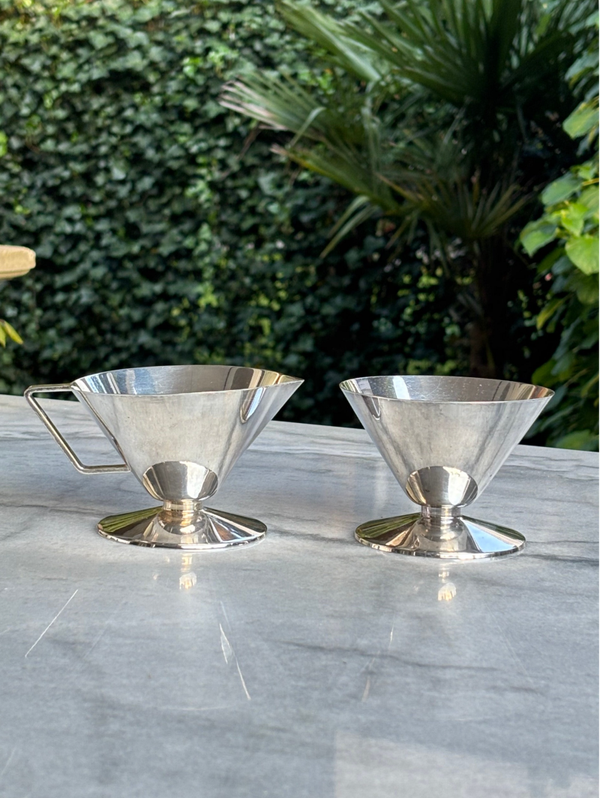 Verzilverde roomset uit ca. jaren ’60 - Silver-plated cream set from the 1960s