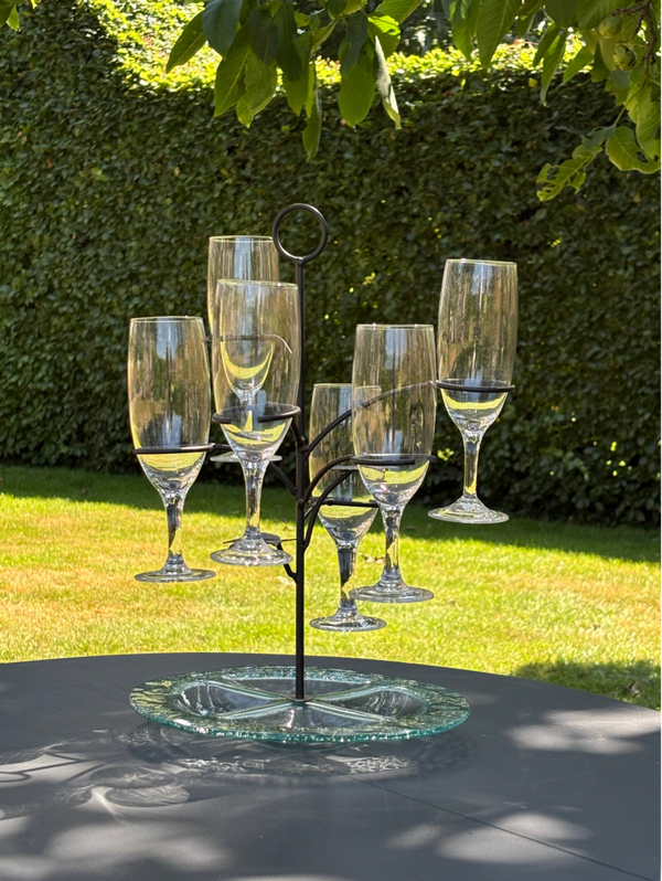 Praktische en stijlvolle glazenhouder met zes flûtes - Elegant drinks stand with six champagne flutes