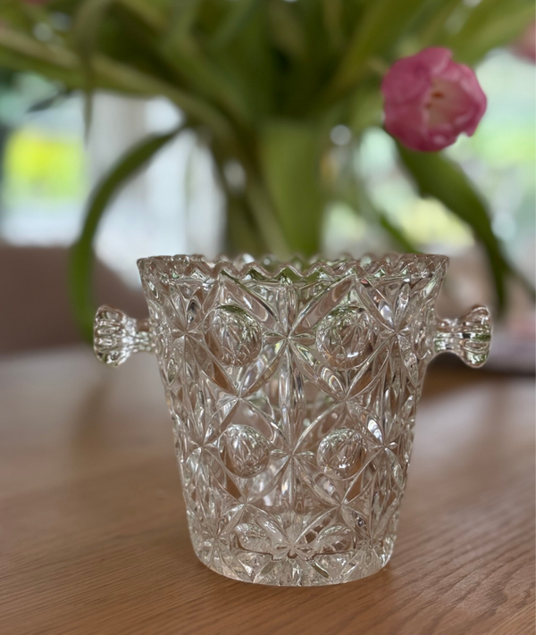 Glazen ijsemmertje met prachtig details - Glass ice bucket with beautifully details