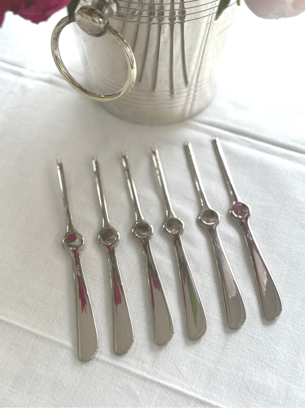 6 Italiaanse design kreeftenvorken van RVS - 6 Italian design lobster forks in stainless steel