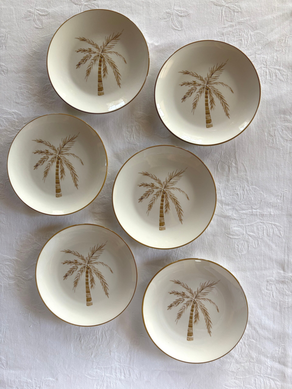 6 Dessertbordjes 'Palm' - 6 'Palm' dessert plates