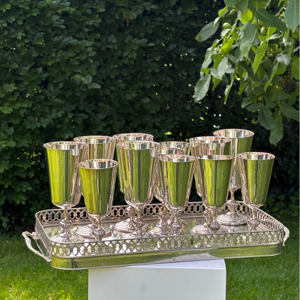 12 Verzilverde Champagnecoupes - 12 Silver-plated Champagne coupes