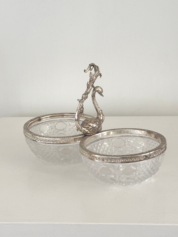 Elegante verzilverde serveerschaal 'zwaan' - Elegant silver-plated serving tray 'swan'
