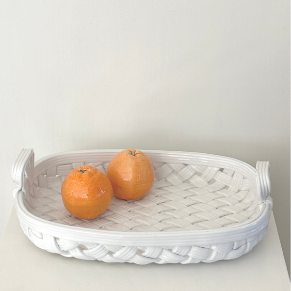 Italiaanse gevlochten fruitmand van keramiek - Italian woven fruit basket in ceramic