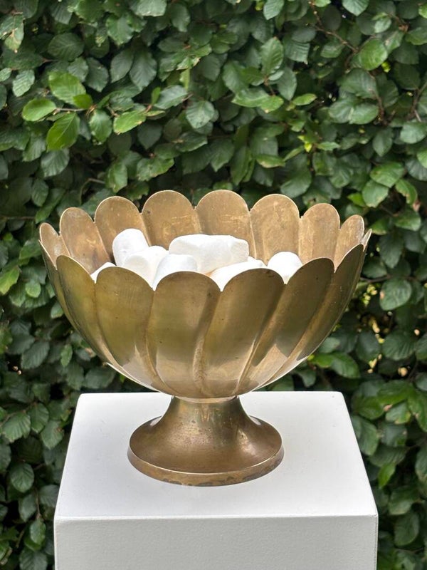 Messing schaal op voet - Brass pedestal bowl