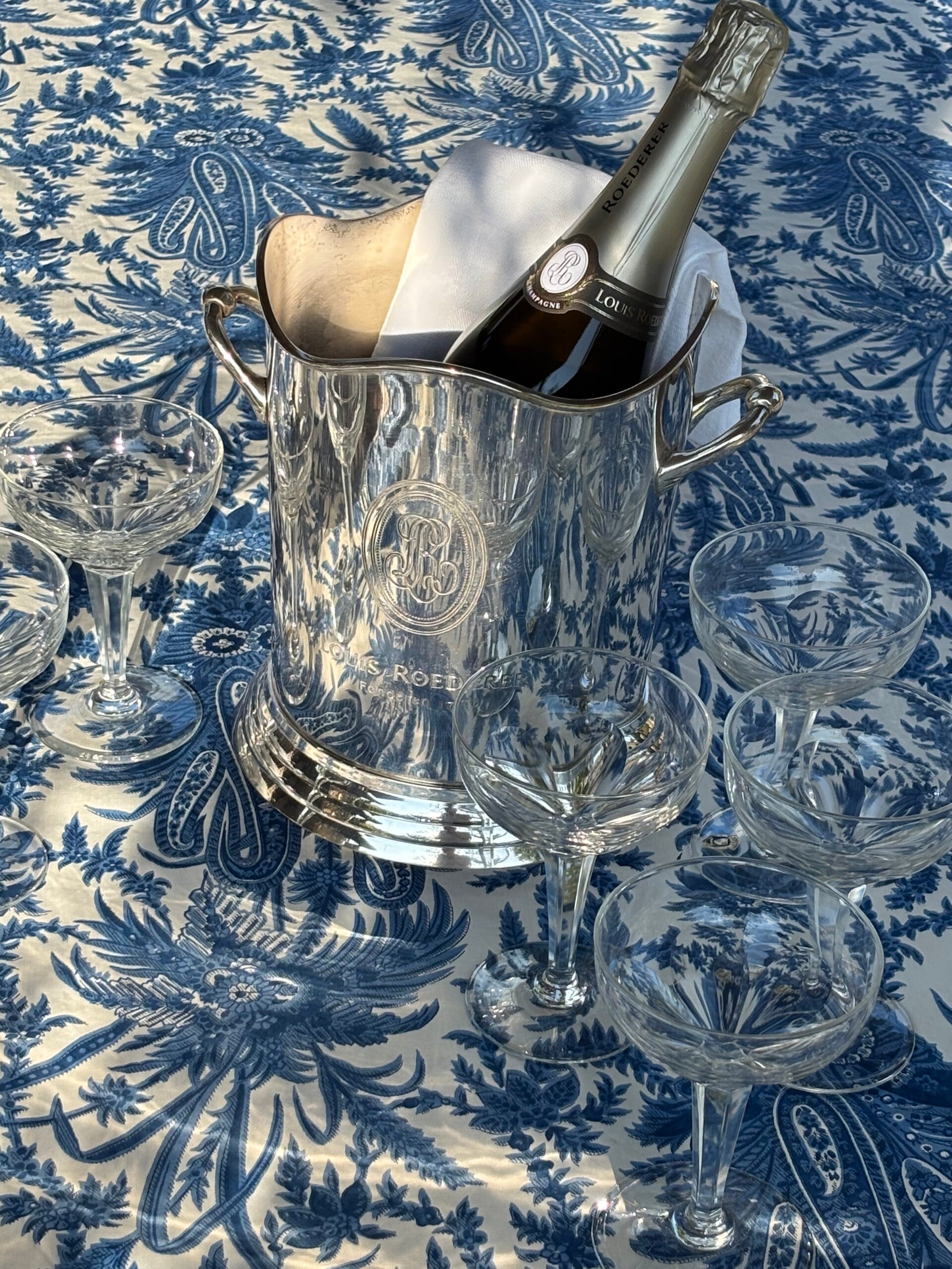 Verzilverde vintage Champagnekoeler Louis Roederer, sinds 1776 - Silver-Plated vintage Champagne Cooler Louis Roederer, Est. 1776