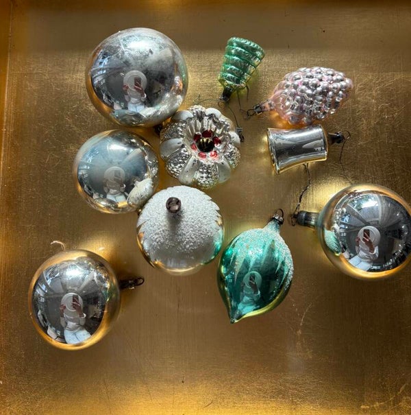 Set van 10 antieke glazen kerstornamenten (set 4) - Set of 10 antique glass christmas ornaments (set 4)