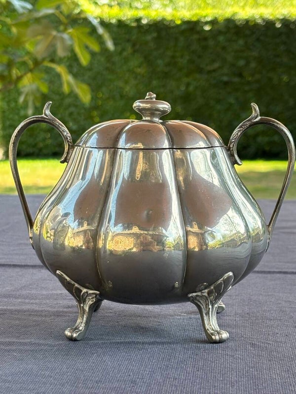 Prachtige grote verzilverde suikerpot - Beautiful large silver-plated sugar bowl