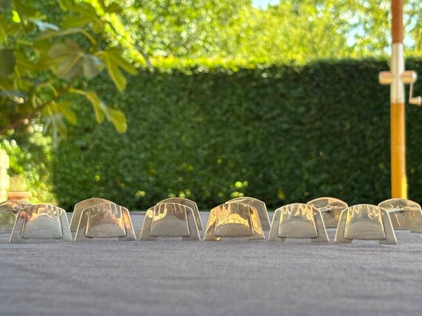 Prachtige set van 6 verzilverde Art Deco messenleggers - Beautiful set of 6 silver-plated Art Deco knife rests