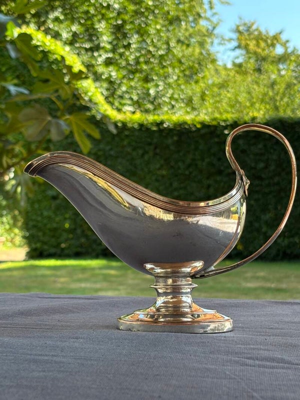 Grote verzilverde antieke juskom - Large silver-plated antique gravy boat
