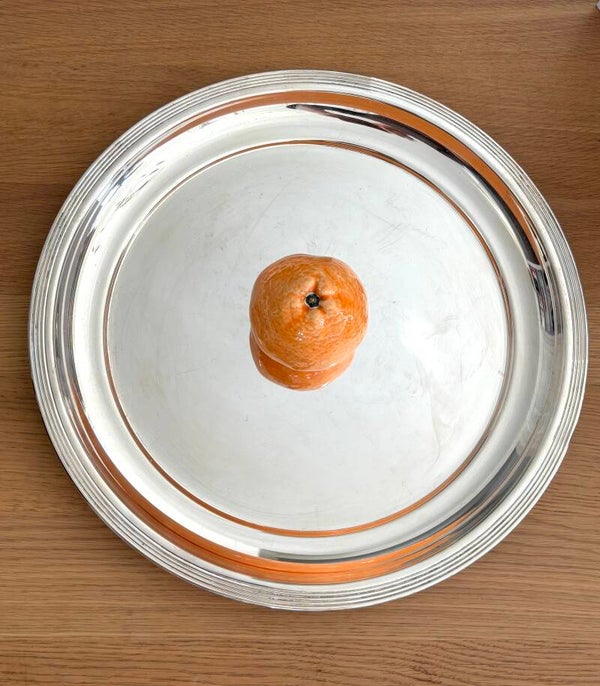 Verzilverde ronde schaal Il Maestri Italy - Big silver-plated round tray Il Maestri Italy