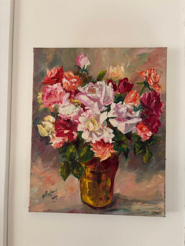 Schilderij met een kleurrijk bloemstilleven - Painting featuring a colourful floral still life