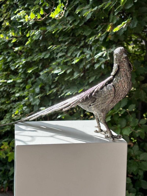 Grote, zware verzilverde fazant - Large, heavy silver-plated pheasant