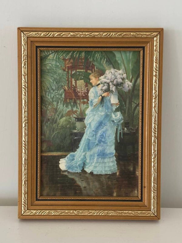 Mini schilderijtje 'The bunch of lilacs' James Tissot' - Mini painting 'The bunch of lilacs' James Tissot