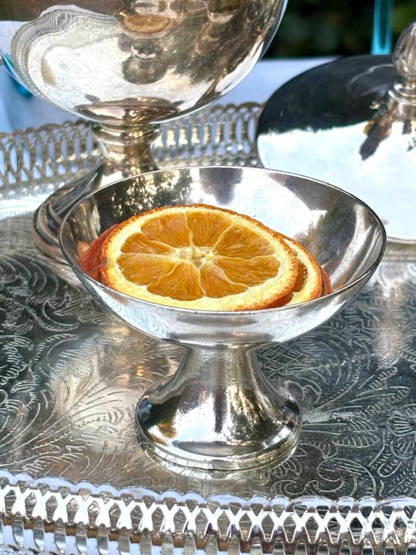 Verzilverde coupe op voet - Silver-plated pedestal coupe
