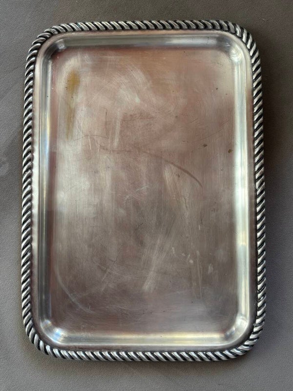 Verzilverd dienblad 'rope edge' zilverhuis Habis - Silver-plated serving tray 'rope edge' silversmith Habis