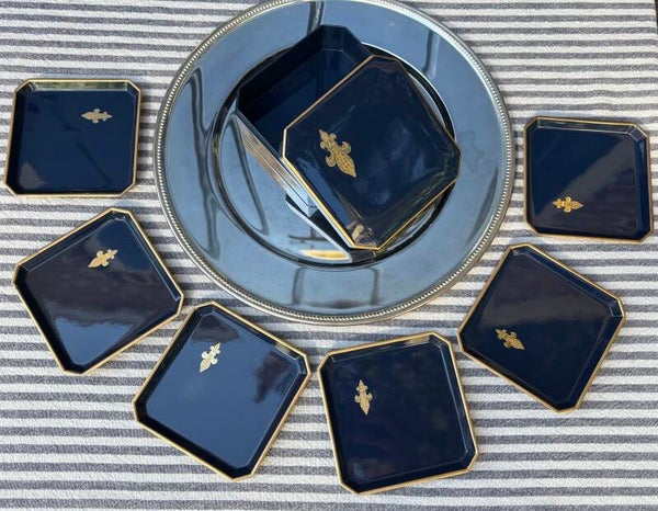Stijlvolle donkerblauwe set 'Franse Lelie' - Stylish dark blue 'French Lily' set