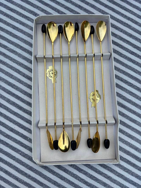 Vergulde lange lepels (24-karaats) - 8 plated Long spoons (24-karat gold)