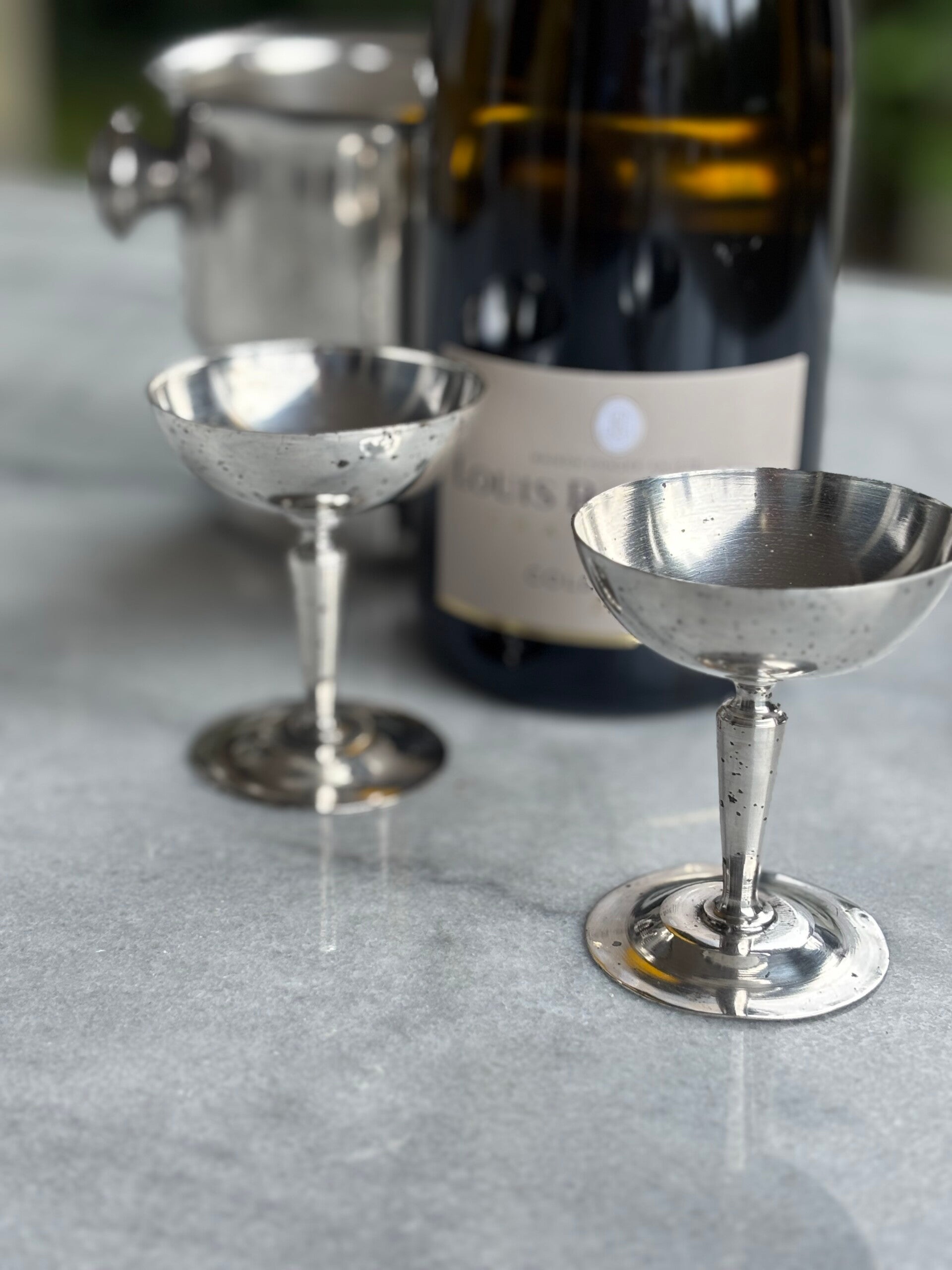 Twee verzilverde vintage mini coupes - Two vintage silver-plated mini coupes