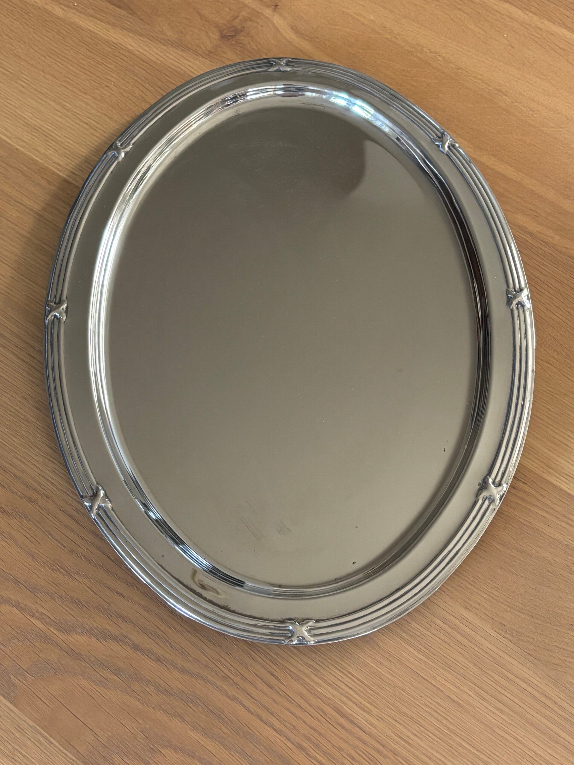 Ovale Franse verzilverde serveerschaal - Oval French silver-plated serving tray