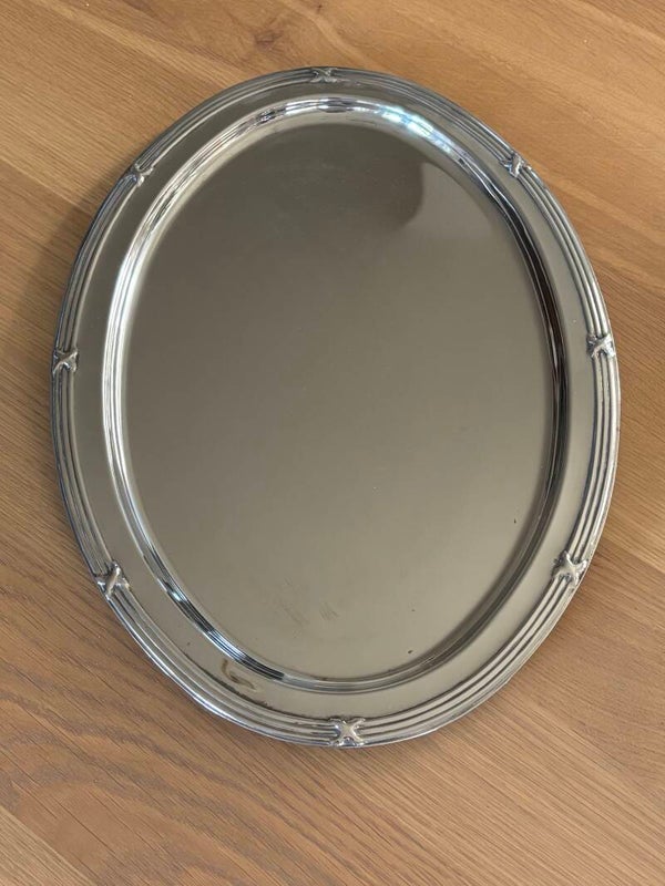 Ovale Franse verzilverde serveerschaal - Oval French silver-plated serving tray