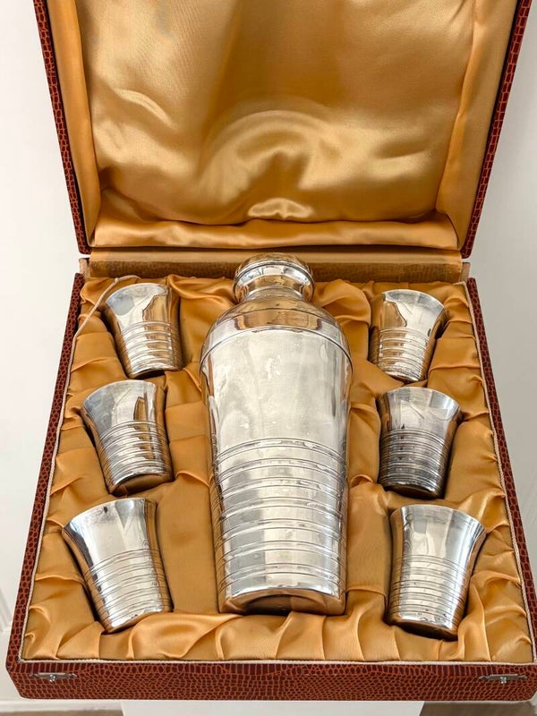 Verzilverde antieke cocktailset - Silver-plated antique cocktail set