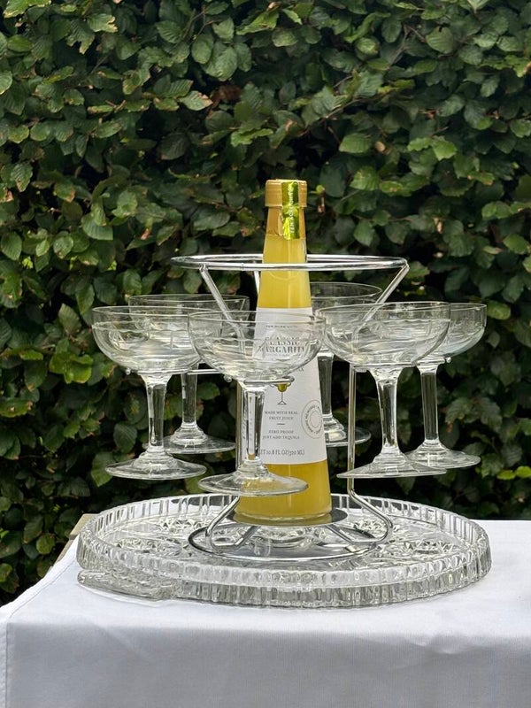 Glazenhouder met 6 antieke Champagnecoupes - Glassholder with 6 stunning antique Champagnecoupes