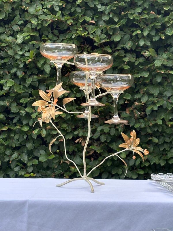 Vintage cocktailboom & 4 cocktailglazen - Vintage cocktail tree & 4 cocktailglasses