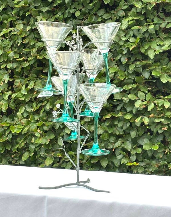 Vintage cocktailboom met 6 Luminarc cocktailglazen - Vintage cocktail tree with 6 Luminarc cocktail glasses