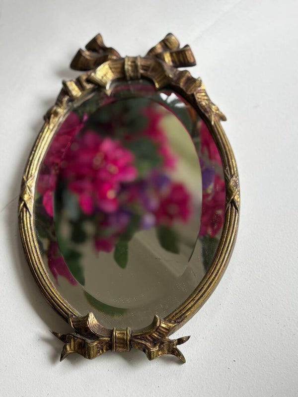 Antieke messing spiegel met geslepen glas - Antique brass mirror with cut glass