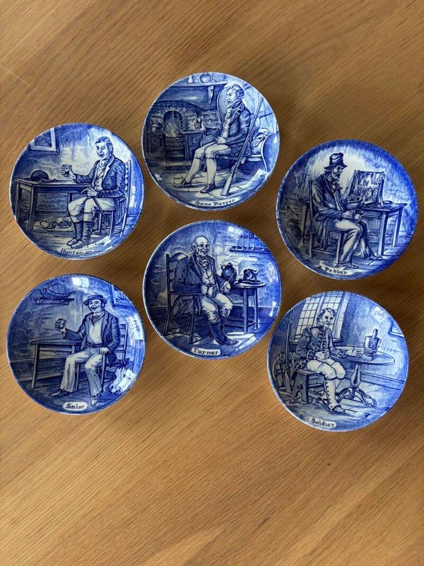 6 Porseleinen schotels Wedgwood & Old Chelsea England - Porcelain dishes Wedgwood & Old Chelsea England