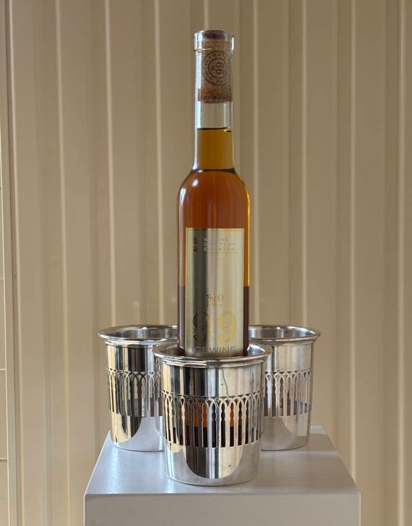 Prachtige verzilverde fleshouder van Orfèvrerie de France - Beautiful silver-plated bottle holder by Orfèvrerie de France