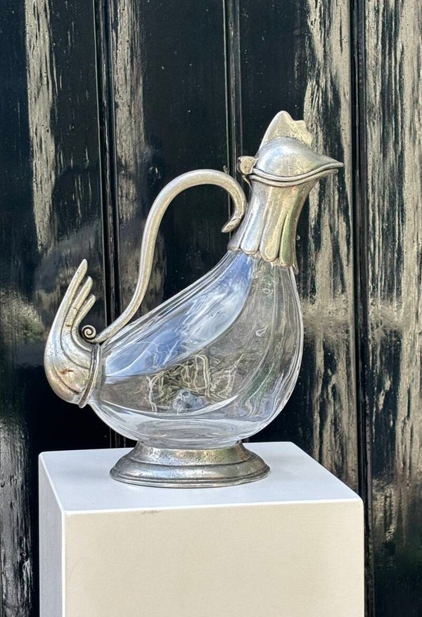Prachtige Franse karaf in de vorm van een haan - Beautiful French rooster-shaped decanter