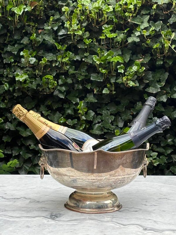 Grote antieke verzilverde champagnekoeler  - Large antique silver-plated champagne cooler