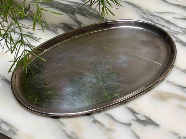 Ovaal verzilverde dienblaadje - Oval silver-plated serving tray