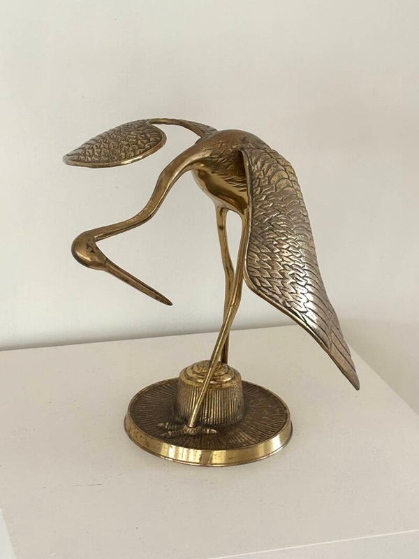 Stijlvol messing vogel beeld - Elegant brass bird sculpture