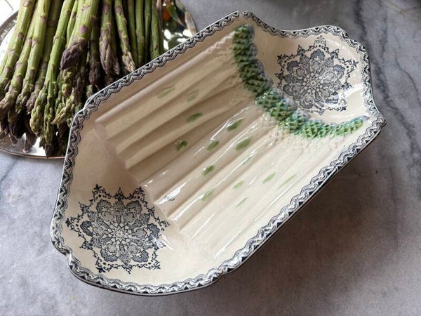 Antieke aspergeschaal van Salins France - Antique asparagus dish by Salins France