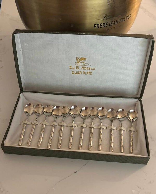 Set verzilverde Italiaanse koffielepels - Set of silver-plated Italian coffee spoons