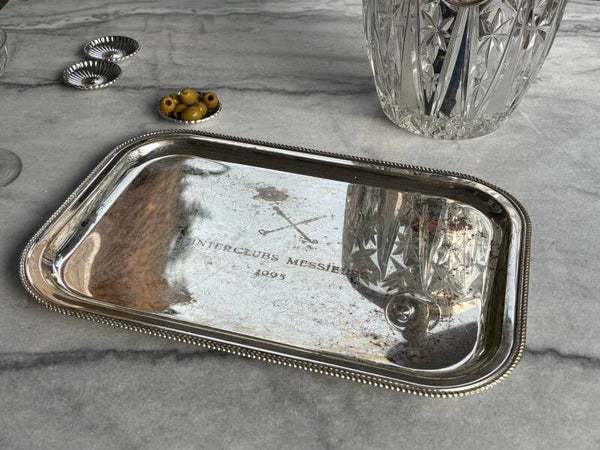 Verzilverd dienblaadje ‘Interclubs Messieurs 1995’ - Silver-plated serving tray ‘Interclubs Messieurs 1995’