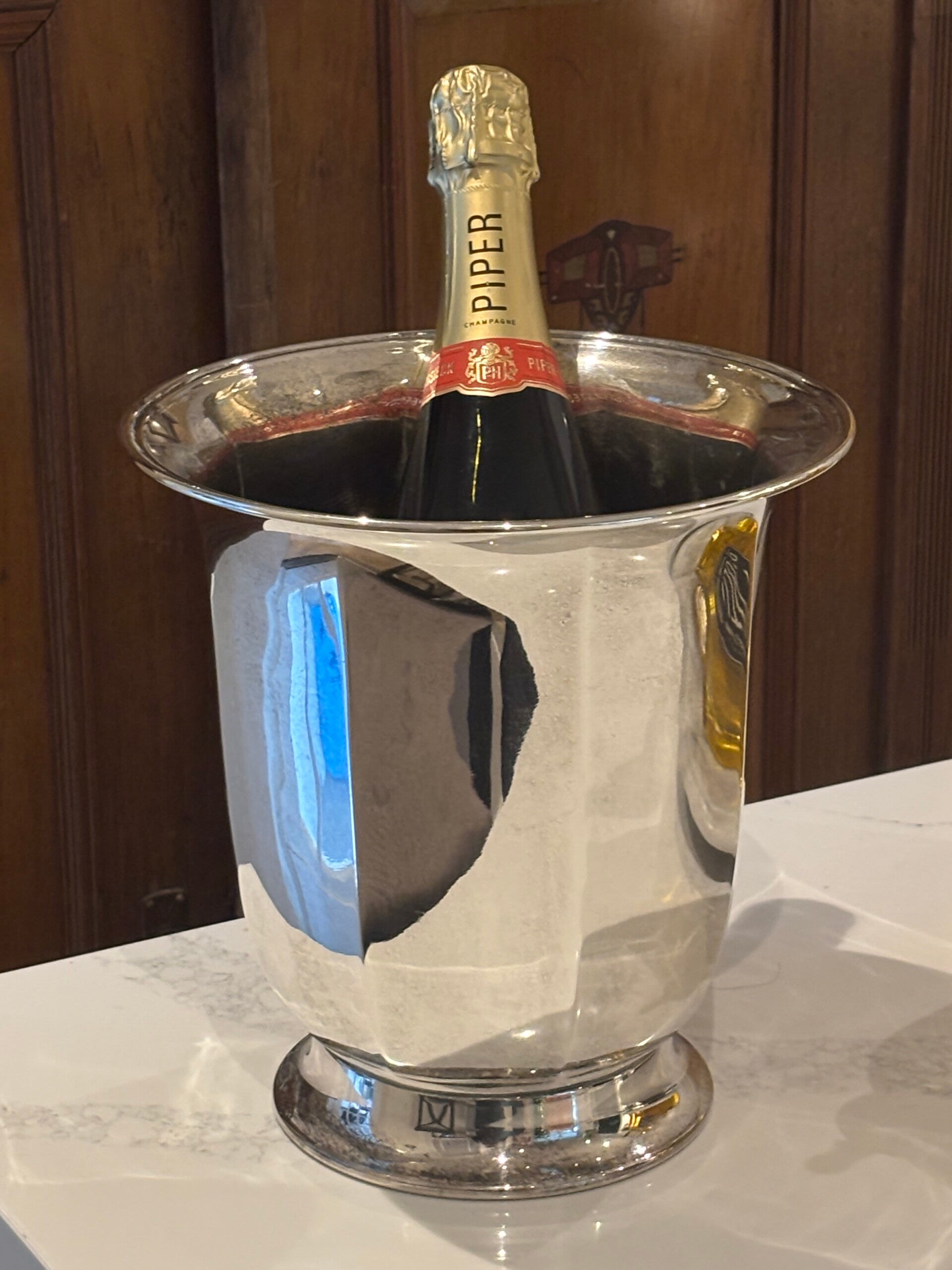 Klassieke verzilverde Champagnekoeler  - Classic silver-plated Champagne cooler