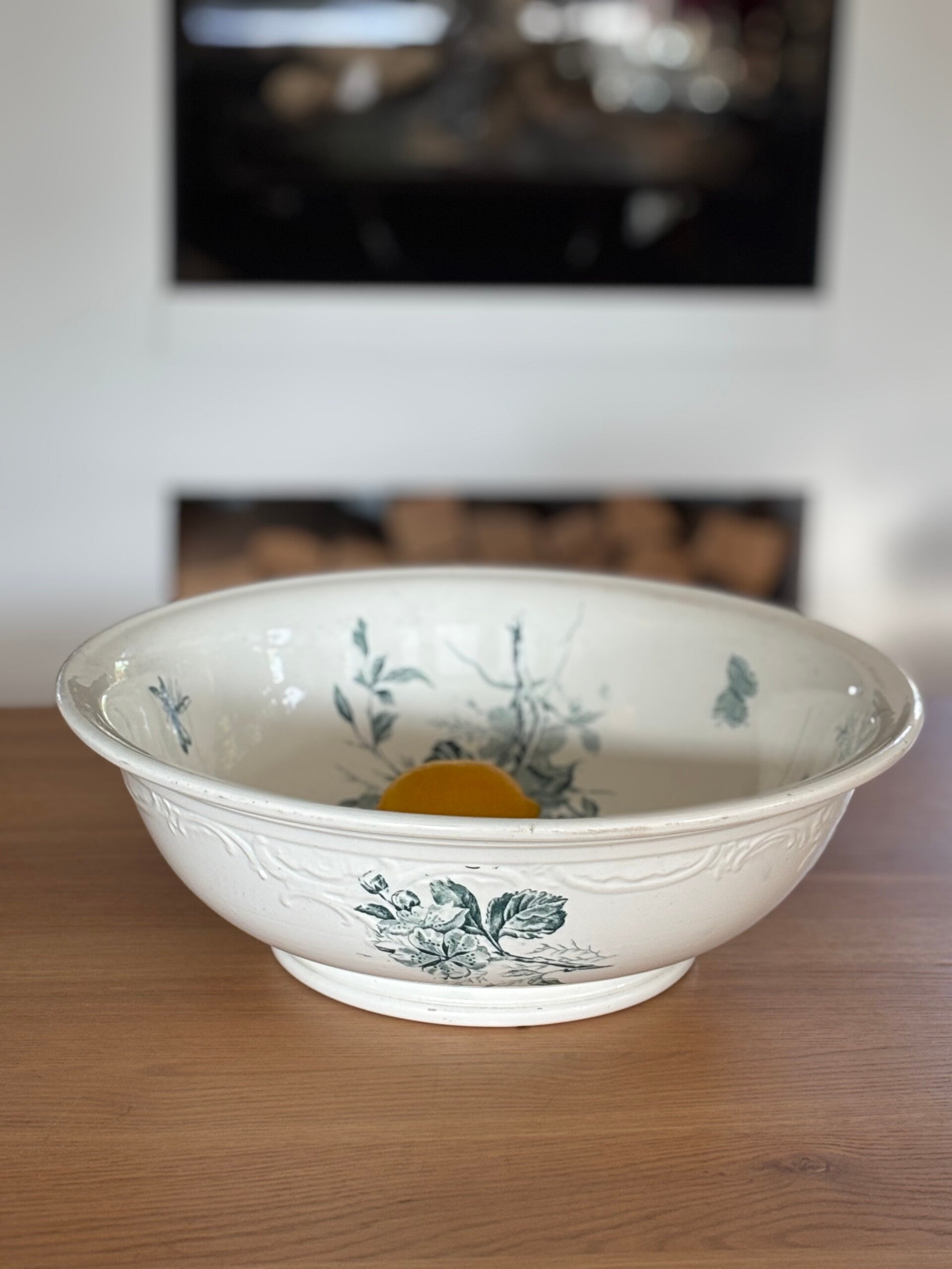 Grote Franse antieke waskom - Large French antique ceramic wash basin