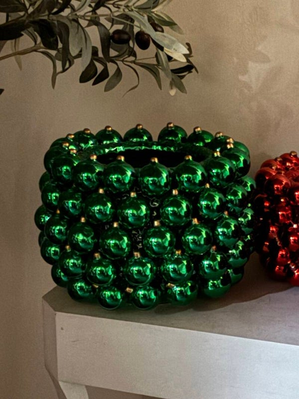 Prachtige groene vaas 'kerstballen' - Beautiful green vase 'Christmas baubles'