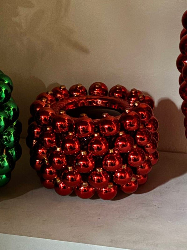 Sierlijke rode vaas 'kerstballen' - Elegant rode vase 'Christmas baubles'