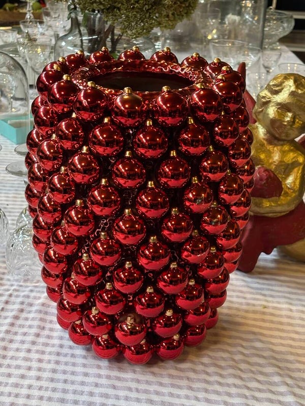 Prachtige XL-vaas 'kerstballen' - Beautiful XL vase 'Christmas baubles'
