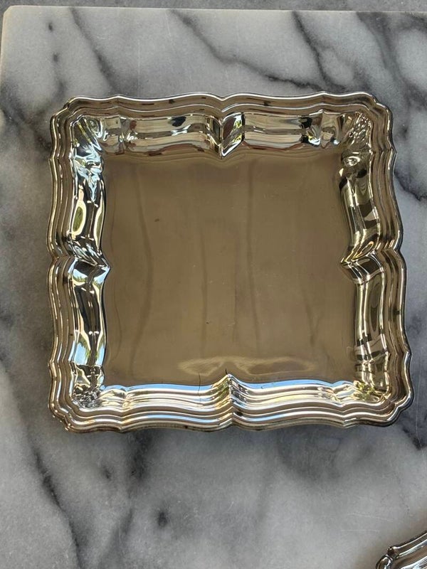 Klein presenteerblaadje van alpaca uit de jaren ’70 - Small alpaca serving tray from the 1970s