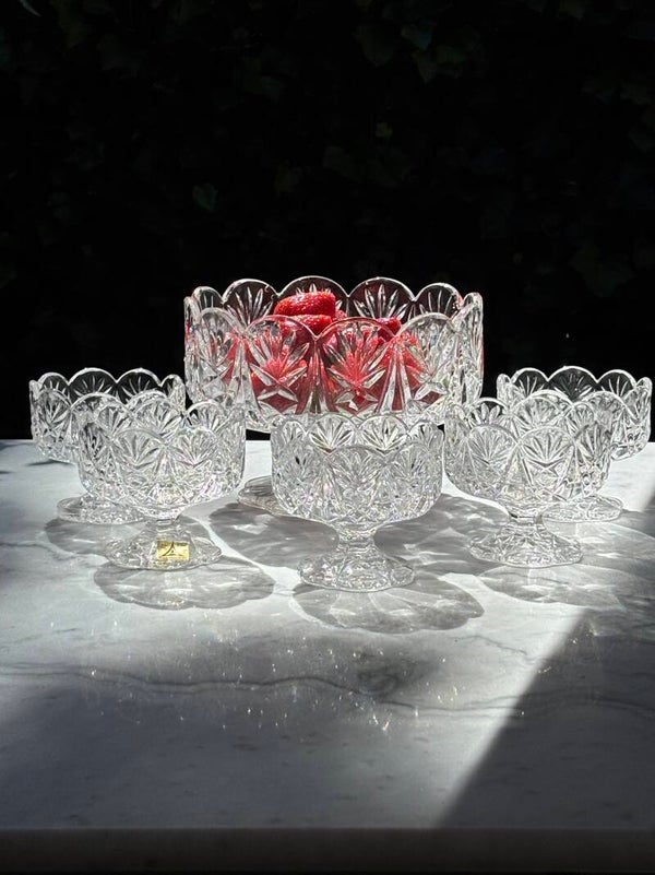 Prachtige kristallen dessertset - Beautiful crystal dessert set