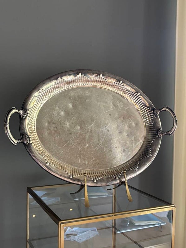Groot verzilverd Art Deco dienblad - Large silver-plated Art Deco serving tray